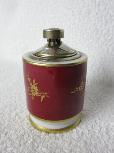 Limoges Table Top Lighter, Red White & Gold Ceramic - Picture 3 of 9