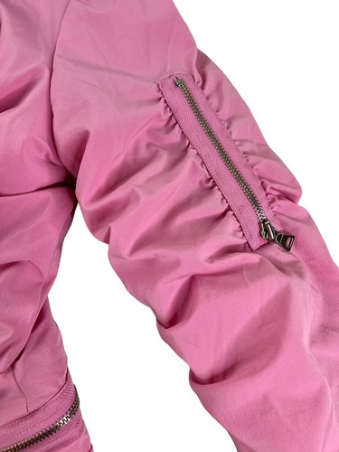 Cache PINK Moto Jacket Women Small Gathered Fitted Designer Zippers Racer Y2K - Afbeelding 5 van 9
