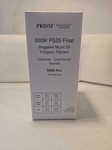 PRISM 300W PS25 FROST STAGGERED MOUNT C9 LONG LIFE BULB # 401306 - Picture 2 of 5