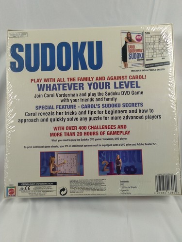 Mattel Sudoku DVD Game Carol Vordermans Over 400 Challenges NEW Sealed - Picture 6 of 8