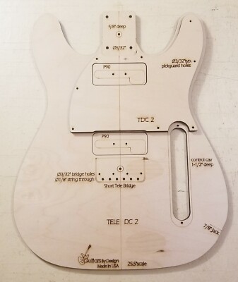 Custom Tele DC dual P90 Guitar Body Template 4Tele Neck 3ply TDC02
