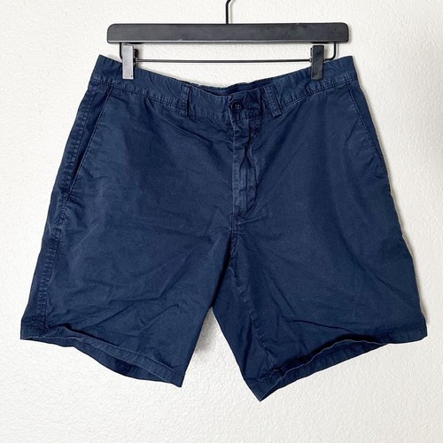 Banana Republic Shorts Mens Aiden Chino Flat Front 100% Cotton Navy Blue Size 32