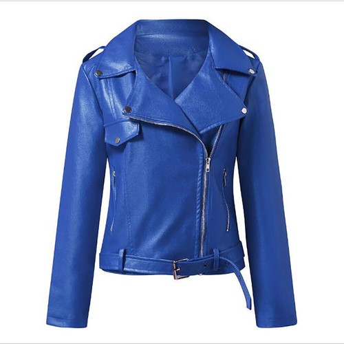 Neu Damen Kunstleder Reißverschluss formeller Mantel Damen Biker Jacke schmal Übergröße*/ - Bild 7 von 25