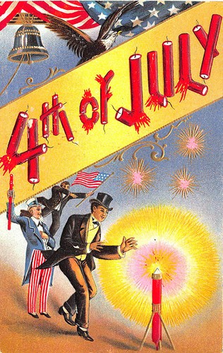 Patriotic July Fourth Uncle Sam Rocket Fire Crackers Embossed Postcard 18 - Picture 1 of 2