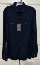 NWT Hart Schaffner Marx size M dk navy blue long sleeve button up shirt mens 98