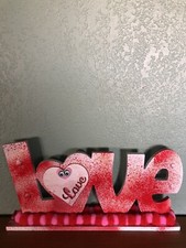 Love Sign Plaque Wooden Block Freestanding