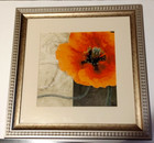 Orange Poppy Flower Wall Art Framed + Matted Ready to Hang 20 x 20 Signed