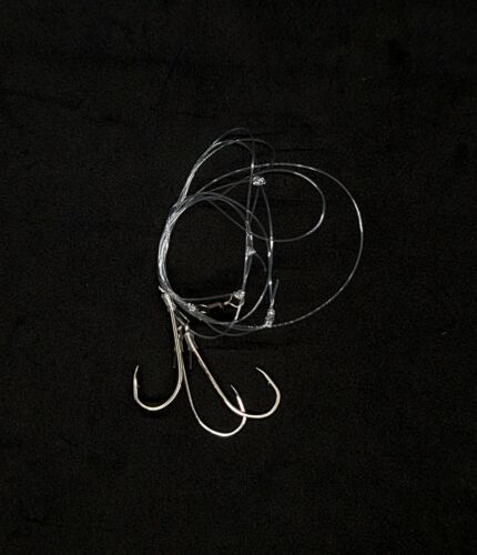 SEA BASS 3 DROP HI-LO SALTWATER FISH RIG MUSTAD 3/0 HOOK 40lb MONO BOTTOM FISH - Picture 3 of 9