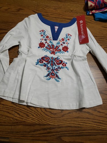 American Girl Floral Embroidered Shirt Girls XS Desert Primrose top New w / tags - Picture 1 of 9