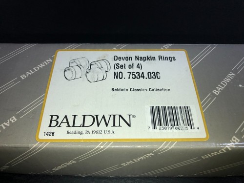 Nice Set of 4 Baldwin Devon Polished Brass Heavy Napkin Rings 7534 VNC IOB - Picture 4 of 5