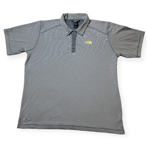 The North Face Men’s Gray Striped Flash Dry Golf Polo Shirt Size L