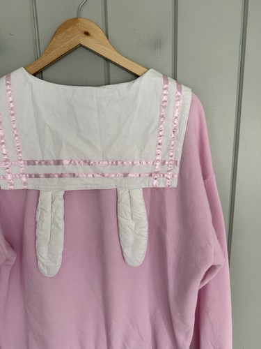 Sweet Society Bunny Sailor Collar Sweatshirt S Small Pink Long Sleeve Kawaii - Picture 5 of 5