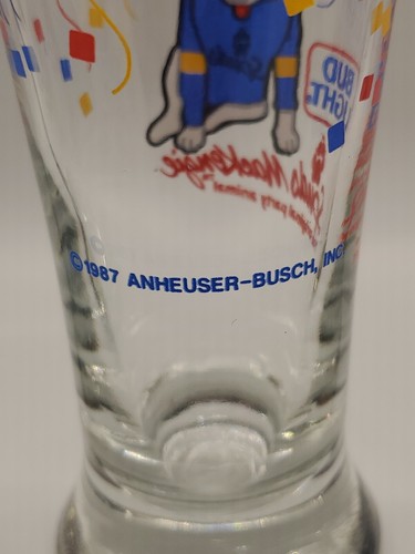 Set of 3 Budweiser 1987 Bud Light SPUDS MACKENZIE Beer Pilsner Glasses 7" - Picture 3 of 3