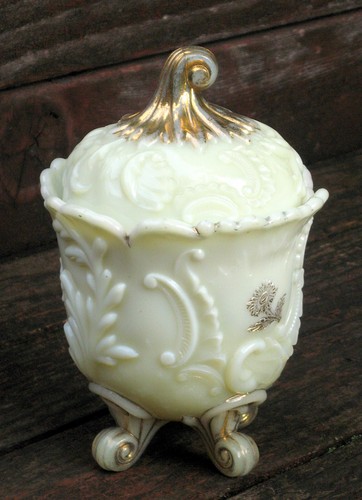 NORTHWOOD LOUIS XV Fuß PUDDINGGLAS ZUCKERDOSE mit Deckel - Bild 1 von 4