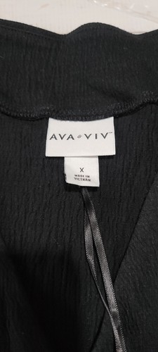 Ava & Viv Women's Plus Size Black Blouse X Short Sleeve Top Casual Shirt - Picture 6 of 9