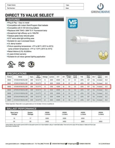 6 Pack -LED TUBE T5, 15W, 46", Replace F54T5, 4000K-15T5HE/4F/840/GL/DIR (98492) - Picture 2 of 3