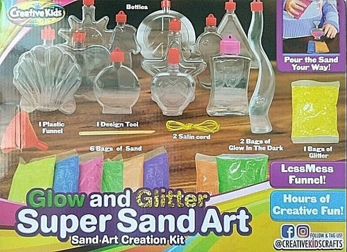 Kit creativo para niños arte en arena brilla en la oscuridad súper brillo 12 manualidades fáciles arco iris - Imagen 3 de 5