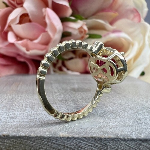 Anillo de boda para mujer 3,50 quilates diamante cultivado en laboratorio corte ovalado rubí rojo oro amarillo de 14 k - Imagen 9 de 13