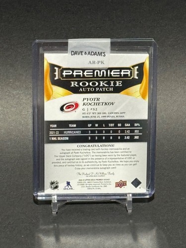 2022-23 Upper Deck Premier #AR-PK Pyotr Kochetkov Acetate Rookie Auto Patch 1/65 - Picture 2 of 2