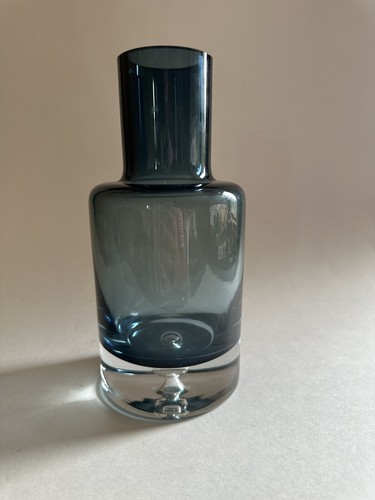 Krosno Poland Vintage Smoke Blue Gray Glass European Crystal Decanter Art Glass  - Picture 2 of 21