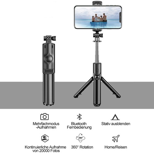 Selfie Stick Bluetooth Trépied Télescopique Tige Télécommande Téléphone Smartphone - Photo 14/15