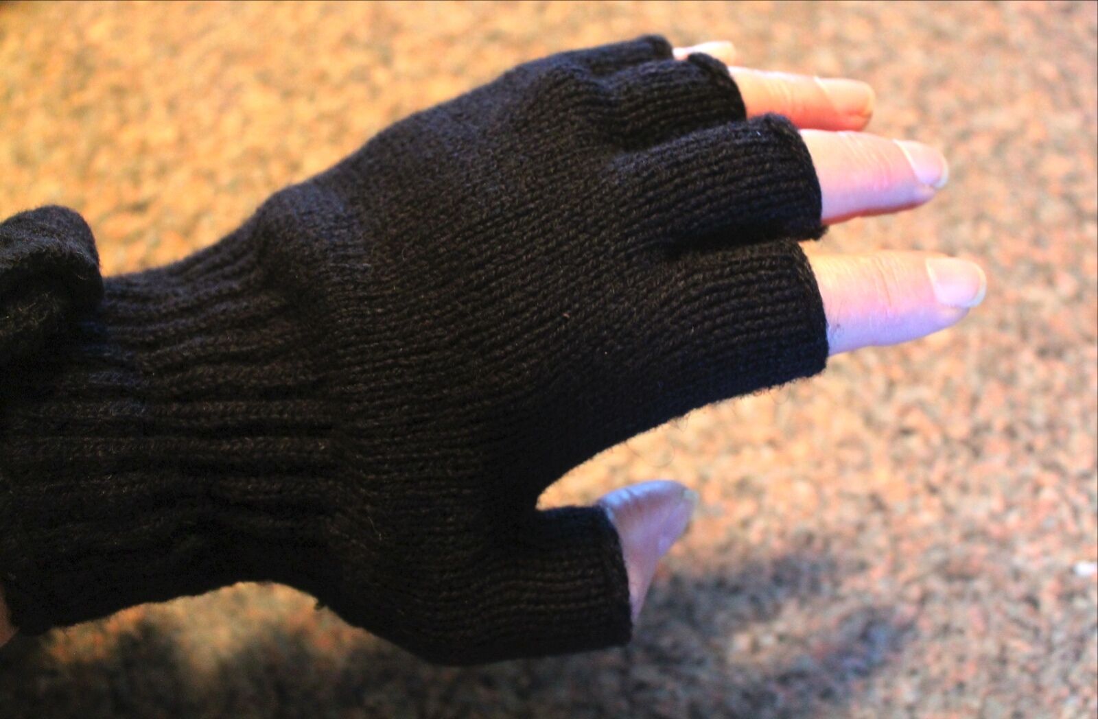 Black Wool Fingerless Gloves