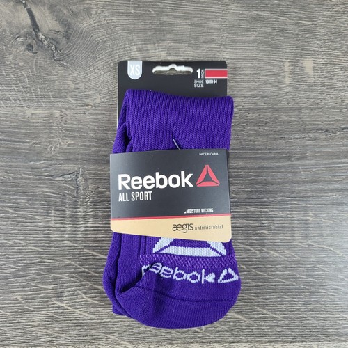NEW Reebok Extra Small Youth 9-1 XS All Sport Moisture Wicking Purple Socks