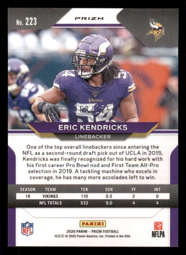 2020 Panini Prizm Prizms Hyper #223 Eric Kendricks /175 - Picture 2 of 2