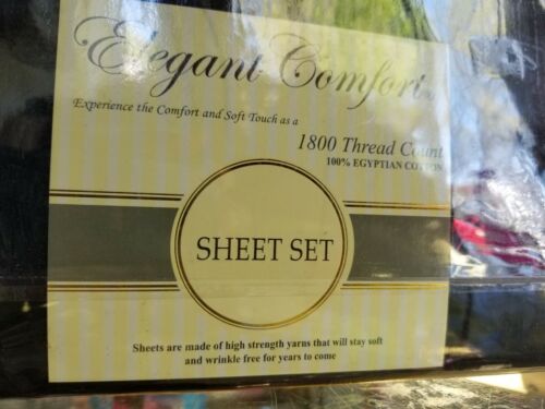 Elegant Comfort 1800 Thread Count 6 Piece Bed Sheet Set Deep King Black - Picture 4 of 6