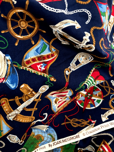 4+Yd VIP CRANSTON Joan Messmore Blue Red NAUTICAL FABRIC Quilt SailingBoat YACHT - Picture 2 of 7