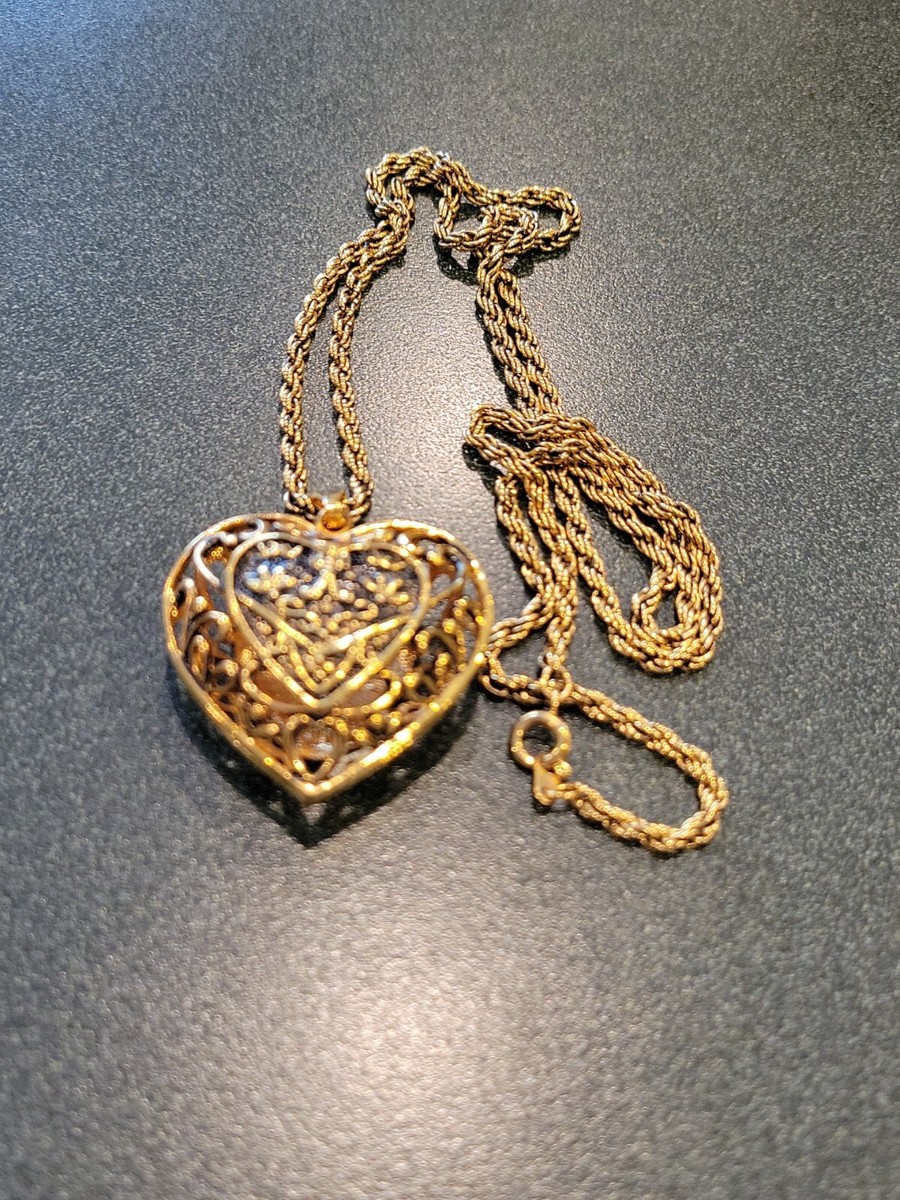 ■VINTAGE HOLLYWOOD■ Color Heart Necklace VH2279NE014B VINTAGE GOLD TONE HEART PENDANT NECKLACE 24