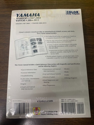 New Clymer Repair Manual For Yamaha YFM350X Warrior M487 - Picture 2 of 2