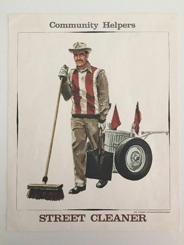 Cartel educativo original 1966 vintage ayudantes comunitarios escolares limpiador de calles - Imagen 1 de 12