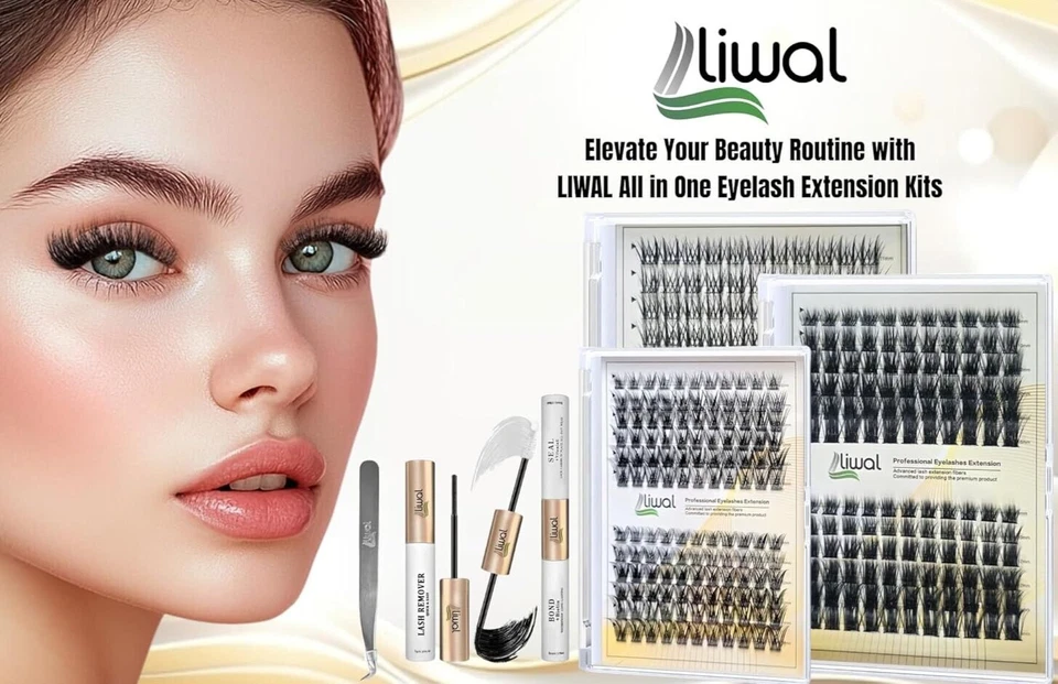 Individual Eyelash Extension Cluster Lash Kit Bond & Seal Glue C/D Curl Lashes - Image 2 of 2