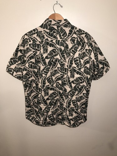 Camisa de lino Baldwin Vista Palm Leaf para hombre manga corta abotonada talla pequeña verde - Imagen 4 de 6