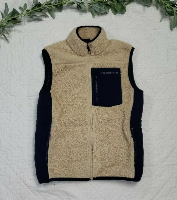 Vineyard Vines Mens Cream Fleece Zip Vest Size S eBay
