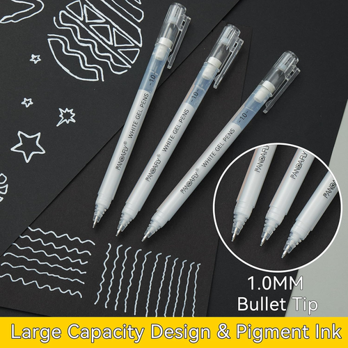PANDAFLY White Gel Pens, 1 Mm Extra Fine Point Gel Ink Pens Opaque White Archiva - Picture 2 of 12