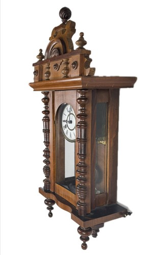 Wooden Antique German Wall Clock Regulator Clock Mahogany Wood - Picture 10 of 14