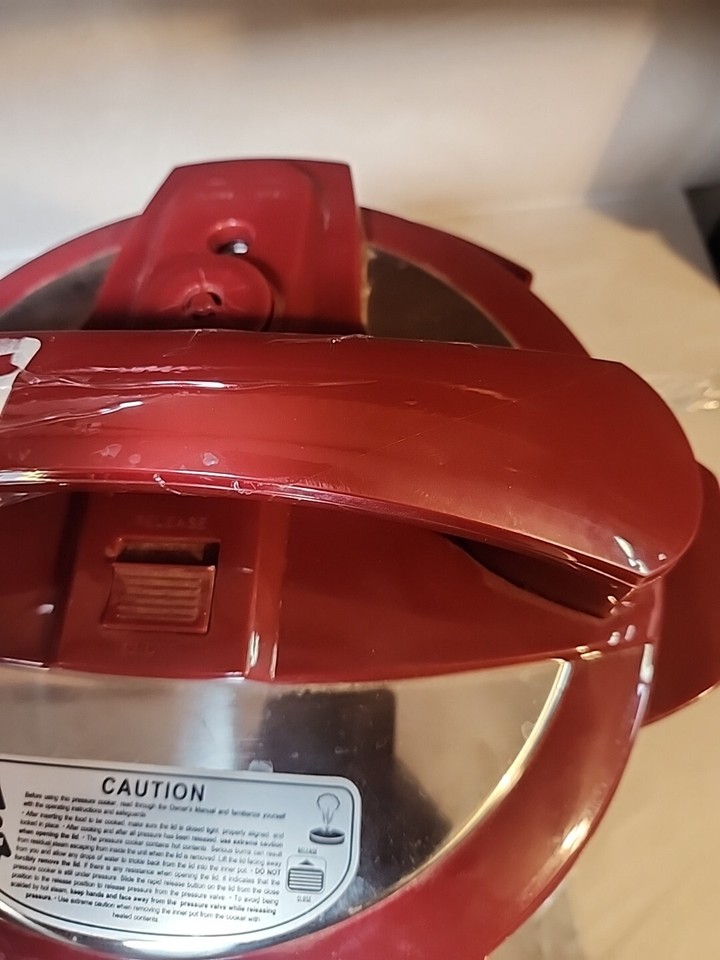 Power Pro Pressure Cooker XL 6 Quart PCXLPRO6 HARVEST RED Lightly Used