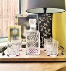 4 Glass Decanter Set, Wooden Tray, Handmade, Upcycled