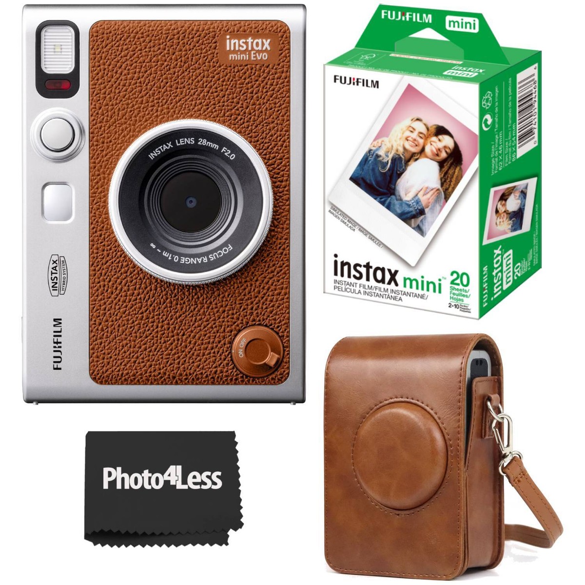 FUJIFILM instax mini Evoブラウン カメラ FUJIFILM INSTAX MINI EVO Hybrid Instant Camera (Brown