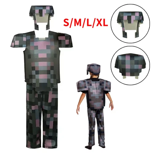 Kids Mine Craf Cosplay Costume Jumpsuit Mask Boys Girls Fancy Dress Book Week - Bild 17 von 138