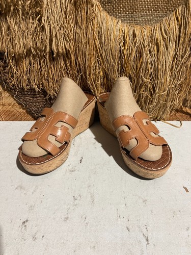 Sam Edelman Regis Damensandalen mit Keilabsatz Gr. 7M braunes Leder - Bild 5 von 8