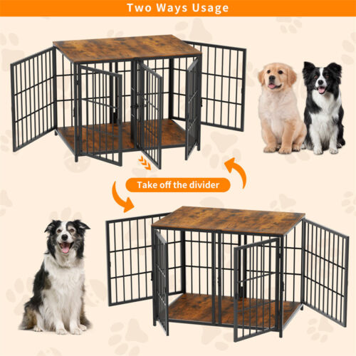 Hundekäfig Metallkäfig Doppel Beistelltisch Hundebox Transportbox für 1-2 Hunde - Bild 8 von 9