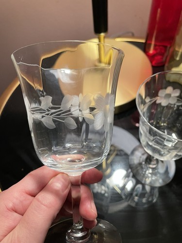 Juego de 2 vasos de agua de colección óptica corte flor y vid 6 oz - Imagen 4 de 6