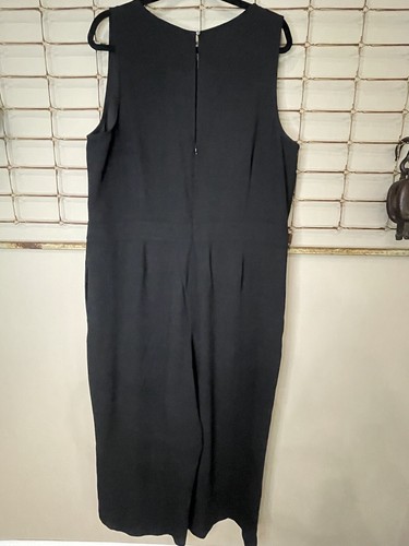 New! Women’s Loft Black Wide Leg Sleeveless Round Neck Jumpsuit 1-Piece Size 18 - Picture 4 of 13