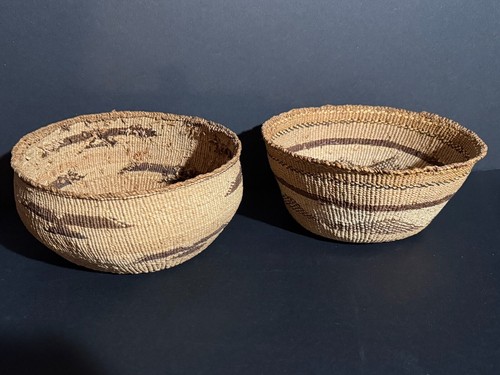 PERFECT PAIR UPPER KLAMATH LAKE OREGON MODOC-KLAMATH BASKETS,ORIGINAL TAGS,C1900 - Picture 18 of 22