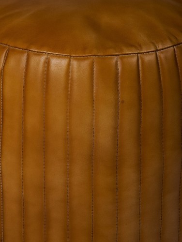 BBH HOMES HANDGEFERTIGTER UMWELTFREUNDLICHER RUND GEFORMTER BEIGE POUF AUS STOFFTIERTEM BÜFFELLEDER - Bild 24 von 36