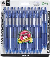 Zebra Pen Z-Grip Retractable Ballpoint Pen, Medium Point, Blue Ink, 24-Pack, Mod