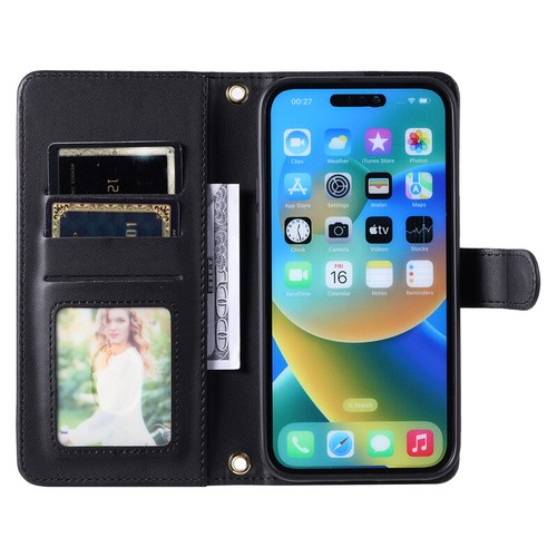 Crossbody Wallet Case Leather Flip Cover for iPhone 16e/15/14/13/12/11 Pro Max - Picture 16 of 48